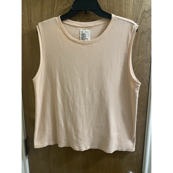 For Days Crop Tank Top Women's Organic Recycled Cotton Peach Ribbed M Stretch - Picture 1 of 5